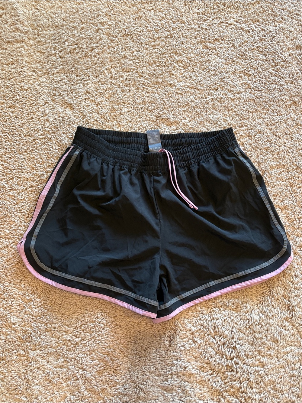 Black Women's Athletic Shorts with Pink Trim